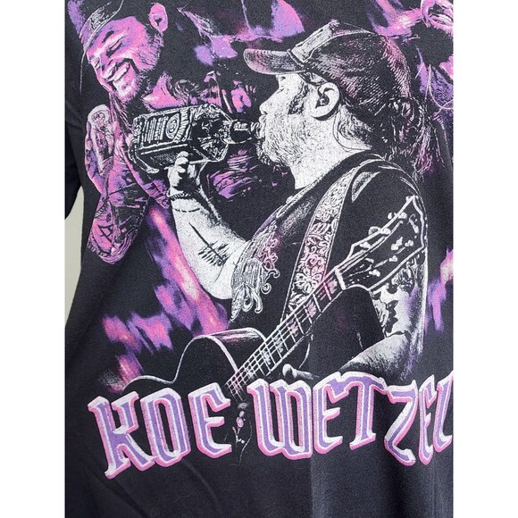 Koe Wetzel Band Tee 2022 2 Sides Black Size Medium Country Rock - Picture 1 of 7